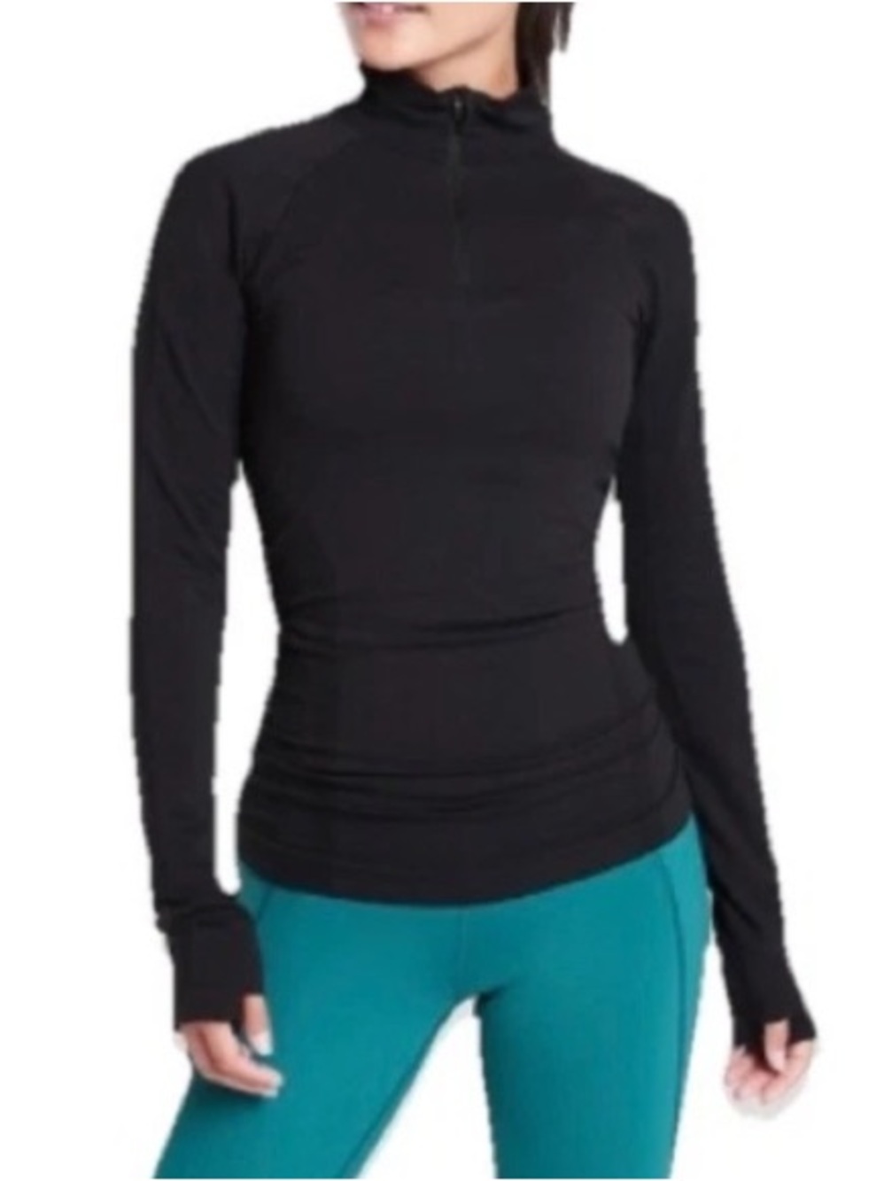 ATHLETA Women’s Black Speedlight Long Sleeve Half Zip Pullover Top Jacket Small